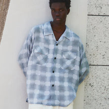Load image into Gallery viewer, "FILL THE BILL" OPEN COLLAR CHECK SHIRT (WHITE×NAVY / SZ 1 ABOUT LARGE)