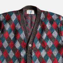 Load image into Gallery viewer, 1960's "ARROW" ARGYLE CARDIGAN (SZ LARGE / GOOD CONDITION)