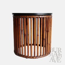 画像をギャラリービューアに読み込む, VINTAGE "McGUiRE SAN FRANCISCO" MARBLE TOP BAMBOO TABLE