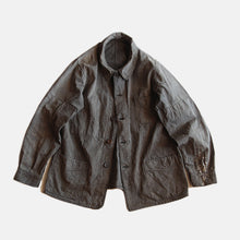 Load image into Gallery viewer, ~1940's FRENCH WORK BLACK CHAMBRAY PATCHWORK JACKET (LARGE)