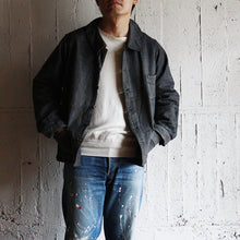 画像をギャラリービューアに読み込む, ~1920's FRENCH WORK BLACK COVERT WORK JACKET (SZ 48 / HEAVY OZ FABRIC / 6 BUTTON)