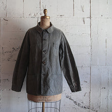 Load image into Gallery viewer, ~1940's FRENCH WORK BLACK CHAMBRAY PATCHWORK JACKET (LARGE)