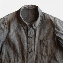 Load image into Gallery viewer, ~1940's FRENCH WORK BLACK CHAMBRAY PATCHWORK JACKET (LARGE)