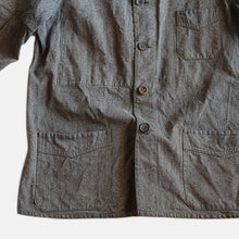 Load image into Gallery viewer, ~1940's FRENCH WORK BLACK CHAMBRAY PATCHWORK JACKET (LARGE)