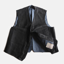 Load image into Gallery viewer, N.O.S ~1920's FRENCH WORK BLACK LINEN GILET (LARGE)