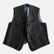 Load image into Gallery viewer, N.O.S ~1920's FRENCH WORK BLACK LINEN GILET (LARGE)