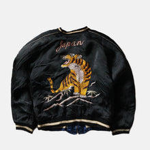 Load image into Gallery viewer, 1950's BLACK SATEEN SKA JACKET (SZ LARGE / BACK SIDE BLUE)