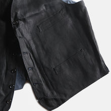 Load image into Gallery viewer, N.O.S ~1920's FRENCH WORK BLACK LINEN GILET (LARGE)