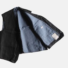 Load image into Gallery viewer, N.O.S ~1920's FRENCH WORK BLACK LINEN GILET (LARGE)