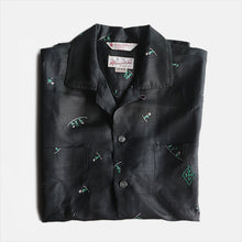 画像をギャラリービューアに読み込む, N.O.S 1950's "MAURICE & SON" CUSTOM TAILORED BLACK SILK SHIRT (LARGE)