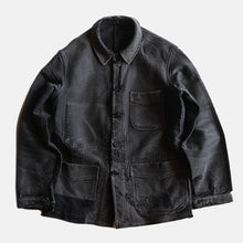 Load image into Gallery viewer, 1950's "ADOLPH LAFONT" BLACK MOLESKIN FADED JACKET (MEDIUM)