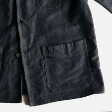 Load image into Gallery viewer, 1940's "A.P.MICHEL" BLACK MOLESKIN WORK JACKET (SZ MEDIUM)