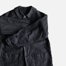 Load image into Gallery viewer, 1940's "A.P.MICHEL" BLACK MOLESKIN WORK JACKET (SZ MEDIUM)