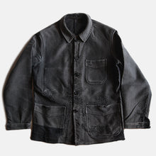 Load image into Gallery viewer, 1950's "ADOLPH LAFONT" BLACK MOLESKIN FADED JACKET (MEDIUM)