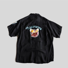 画像をギャラリービューアに読み込む, 1960's~ "KING LOUIE" BLACK RAYON BOWLING SHIRT (SZ MEDIUM-LARGE / GOOD CONDITION)