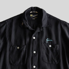 画像をギャラリービューアに読み込む, 1960's~ "KING LOUIE" BLACK RAYON BOWLING SHIRT (SZ MEDIUM-LARGE / GOOD CONDITION)