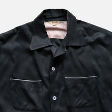 Load image into Gallery viewer, 1950's "BLOCKS" BLACK RAYON BOX SHIRT (SZ LARGE / MINT CONDITION)