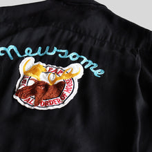 画像をギャラリービューアに読み込む, 1960's~ "KING LOUIE" BLACK RAYON BOWLING SHIRT (SZ MEDIUM-LARGE / GOOD CONDITION)