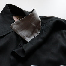 Load image into Gallery viewer, 1950's "BLOCKS" BLACK RAYON BOX SHIRT (SZ LARGE / MINT CONDITION)