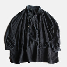 Load image into Gallery viewer, ANTIQUE FRENCH INDIGO LINEN SMOCK (UNISEX)