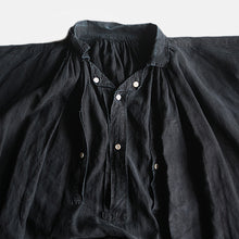 Load image into Gallery viewer, ANTIQUE FRENCH INDIGO LINEN SMOCK (UNISEX)