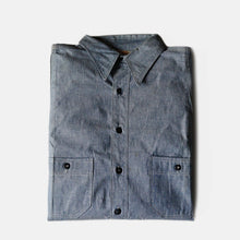 Load image into Gallery viewer, 1930's~ "MODEL SHIRT" HEAVY OZ WORK CHAMBRAY SHIRT (SZ 16 / SPECIAL DETAIL / DEADSTOCK)