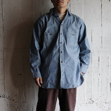 Load image into Gallery viewer, 1930's~ "MODEL SHIRT" HEAVY OZ WORK CHAMBRAY SHIRT (SZ 16 / SPECIAL DETAIL / DEADSTOCK)