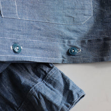 Load image into Gallery viewer, 1940's~ "U.S.N" BLUE CHAMBRAY SHIRT (SZ 14H / DEADSTOCK→1 WASH)