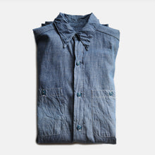 Load image into Gallery viewer, 1940's~ "U.S.N" BLUE CHAMBRAY SHIRT (SZ 14H / DEADSTOCK→1 WASH)