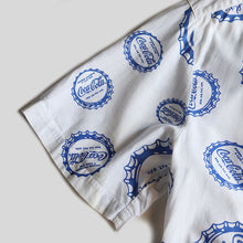 Load image into Gallery viewer, ”COCA COLA" OPEN COLLAR COTTON BOX SHIRT (SZ LARGE / OFICIAL WEAR / AROUND 1980's)