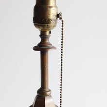 Load image into Gallery viewer, ANTIQUE BRASS DESK LAMP (WITH END OF THE DAY GLASS SHADE)
