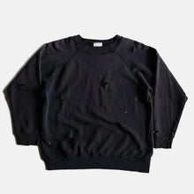 画像をギャラリービューアに読み込む, 1990's "HANES" DAMAGE SWEAT SHIRT (FADED BLACK) SZ LARGE