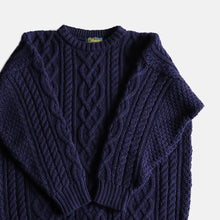 画像をギャラリービューアに読み込む, "DONEGAL" FISHERMAN WOOL SWEATER (MADE IN IRELAND) SZ LARGE