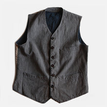 画像をギャラリービューアに読み込む, 1930&#39;s～ FRENCH WORK H.B.T COTTON &amp; INDIGO LINEN GILET (MEDIUM)
