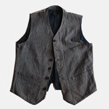 Load image into Gallery viewer, 1930's~ FRENCH WORK H.B.T COTTON & INDIGO LINEN GILET (MEDIUM)