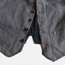 Load image into Gallery viewer, 1930's~ FRENCH WORK H.B.T COTTON & INDIGO LINEN GILET (MEDIUM)