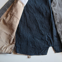 Load image into Gallery viewer, 1930's~ FRENCH WORK H.B.T COTTON & INDIGO LINEN GILET (MEDIUM)
