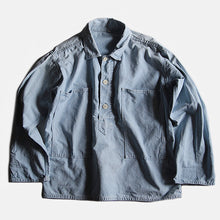 画像をギャラリービューアに読み込む, 1960's FRENCH WORK COTTON CHAMBRAY PULLOVER SHIRT (X-LARGE)