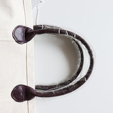 画像をギャラリービューアに読み込む, "GRASS COURT COLLECTION" CANVAS TOTE BAG WITH LEATHER HUNDLE (DEAD STOCK)