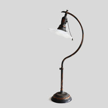 Load image into Gallery viewer, ANTIQUE "FARIES" JAPANNED COPPER DESK LAMP (VERY GOOD CONDITION)