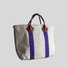 Load image into Gallery viewer, 1980's~ "L.L.BEAN" TOTE BAG WITH LEATHER HANDLE (SZ MEDIUM / MINT CONDITION / PURPLE COLOR)