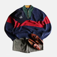 画像をギャラリービューアに読み込む, 1990's "LANDS END" HENRY NECK COTTON PULLOVER (SZ LARGE)
