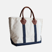 画像をギャラリービューアに読み込む, 1980's~ "L.L.BEAN" CANVAS TOTE WITH LEATHER HUNDLE (SZ MEDIUM / NEAR DEADSTOCK)