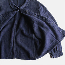 Load image into Gallery viewer, ~1920's FRENCH WORK INDIGO LINEN WOOL WORK JACKET (LARGE)