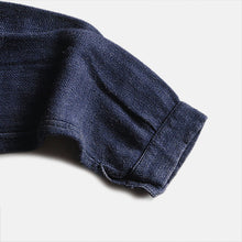 Load image into Gallery viewer, ~1920's FRENCH WORK INDIGO LINEN WOOL WORK JACKET (LARGE)