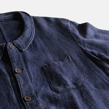 Load image into Gallery viewer, ~1920's FRENCH WORK INDIGO LINEN WOOL WORK JACKET (LARGE)