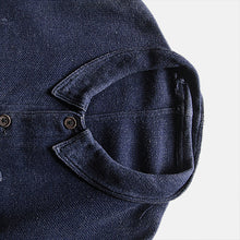 Load image into Gallery viewer, ~1920's FRENCH WORK INDIGO LINEN WOOL WORK JACKET (LARGE)
