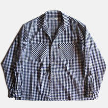 画像をギャラリービューアに読み込む, &quot;MIDNORTH TAILORS&quot; GINGHAM CHECK OPEN COLLAR SHIRT (BLACK &amp; WHITE)
