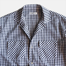 画像をギャラリービューアに読み込む, &quot;MIDNORTH TAILORS&quot; GINGHAM CHECK OPEN COLLAR SHIRT (BLACK &amp; WHITE)
