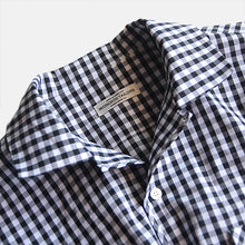 画像をギャラリービューアに読み込む, "MIDNORTH TAILORS" GINGHAM CHECK OPEN COLLAR SHIRT (BLACK & WHITE)